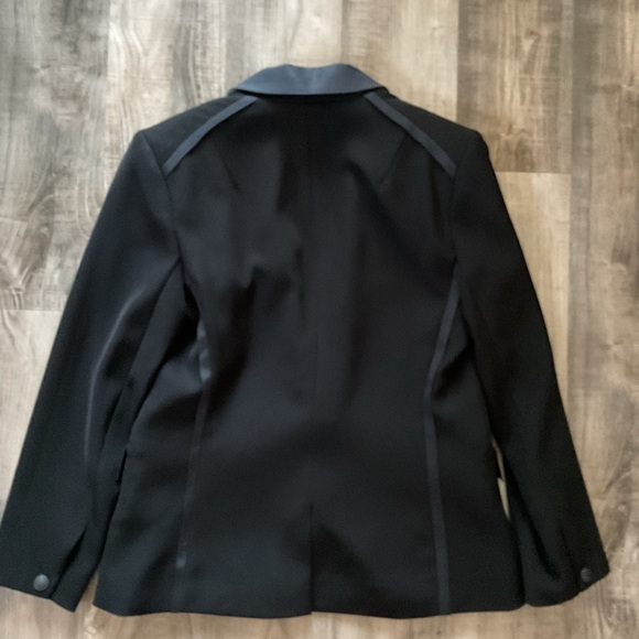 Black Blazer Tuxedo Jacket Slim Fit Ribbon Trim Detailing Sz 6 Rag & Bone Rylie - Picture 4 of 5
